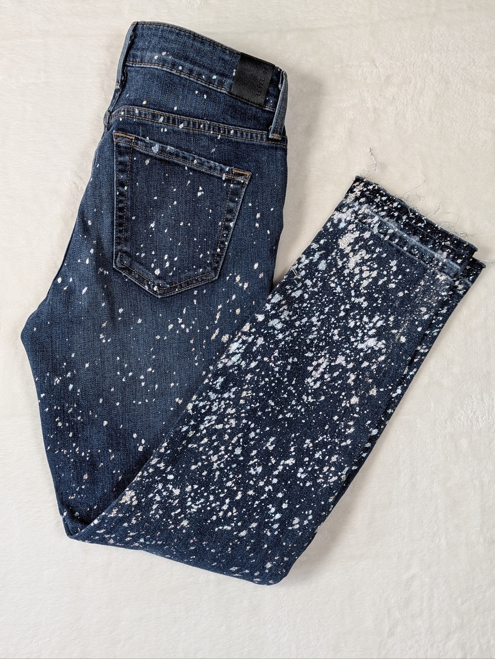 NWT Level 99 Evereve Amber Slouchy Skinny Jeans Galaxy Metallic Splatter size 25